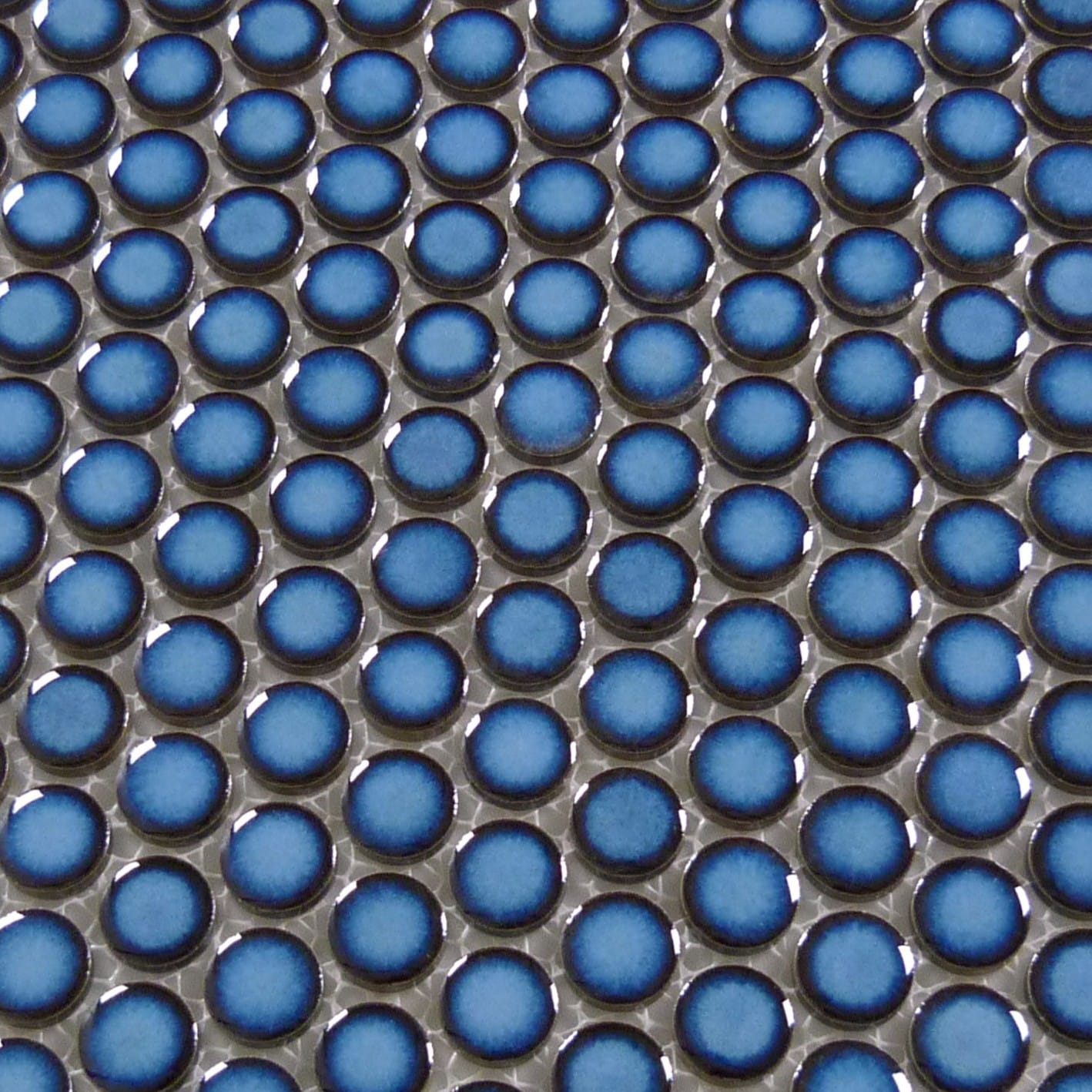 Continental Penny Round Pacific Blue 3/4" Glossy Porcelain Tile Regency