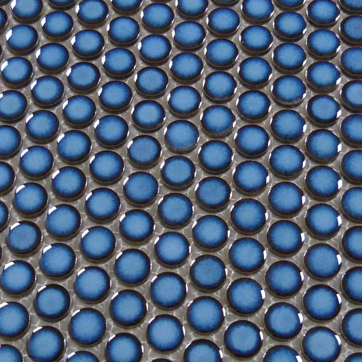 Continental Penny Round Pacific Blue 3/4" Glossy Porcelain Tile Regency