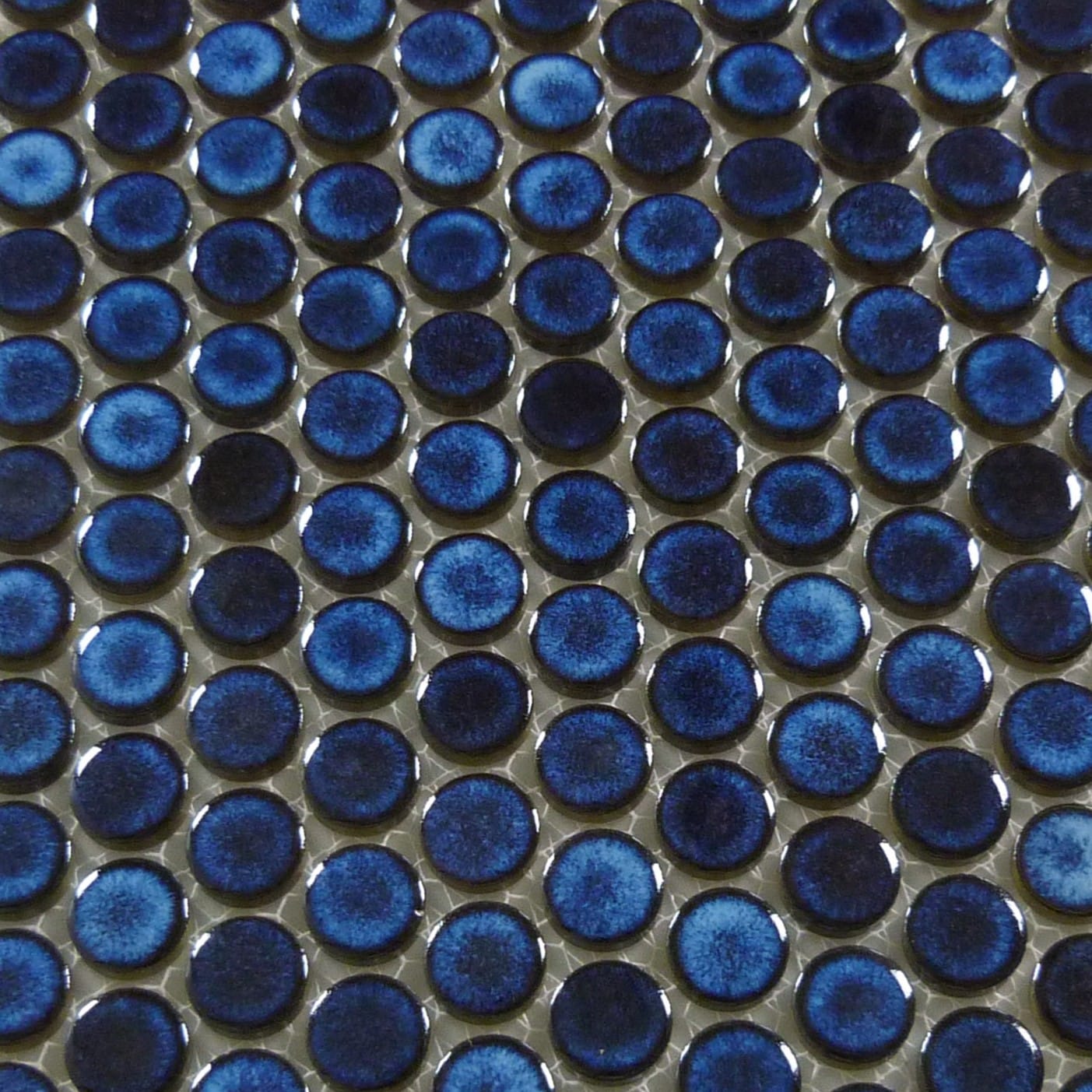 Continental Penny Round Royal Blue 3/4" Glossy Porcelain Tile Regency