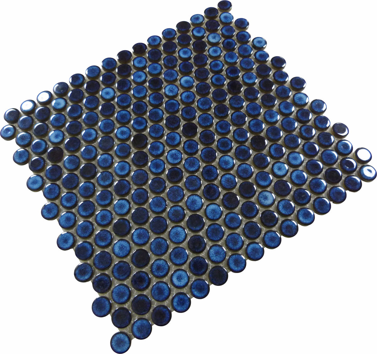 Continental Penny Round Royal Blue 3/4" Glossy Porcelain Tile Regency