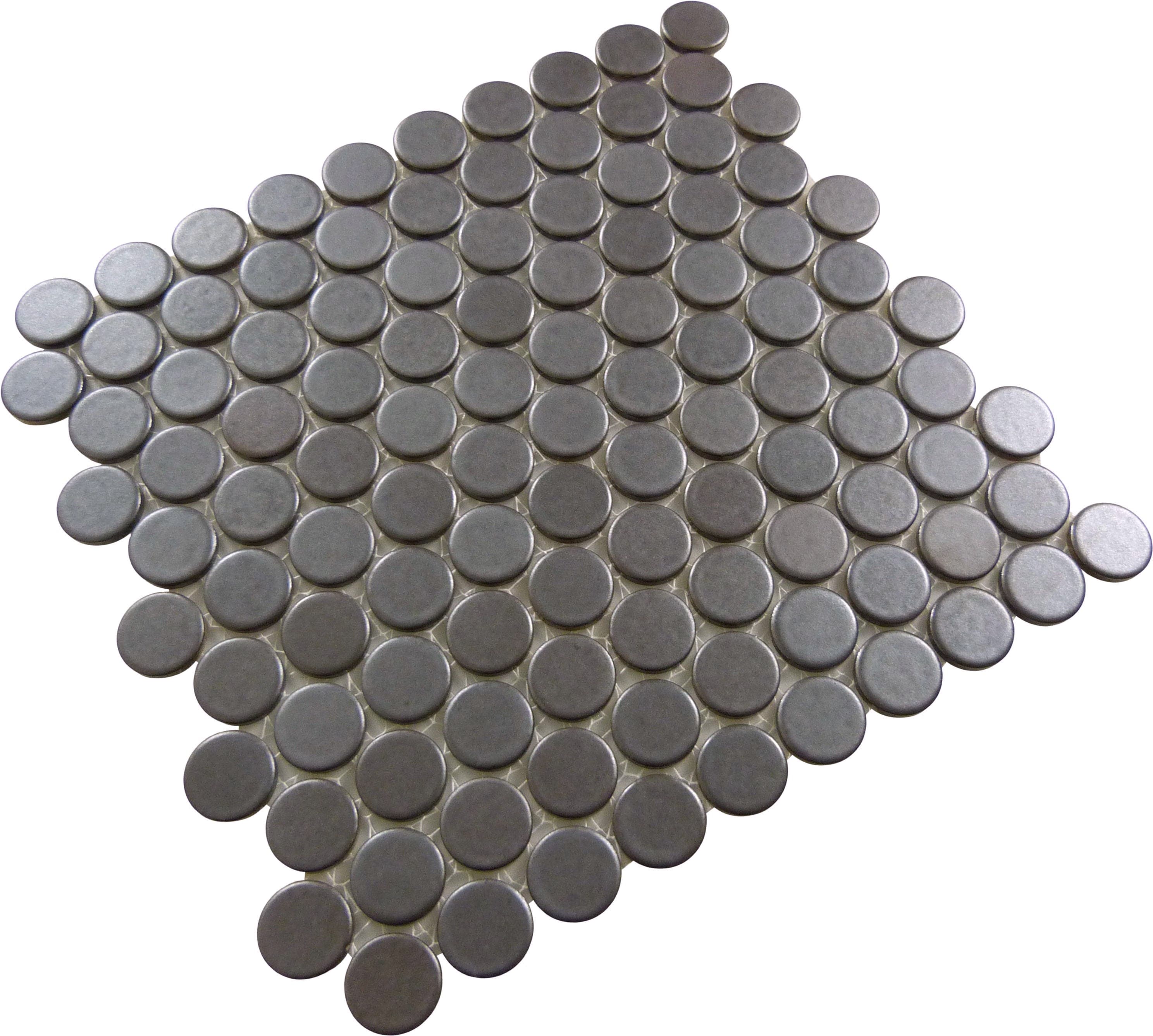 Obsidian Penny Round Matte Porcelain Tile Regency