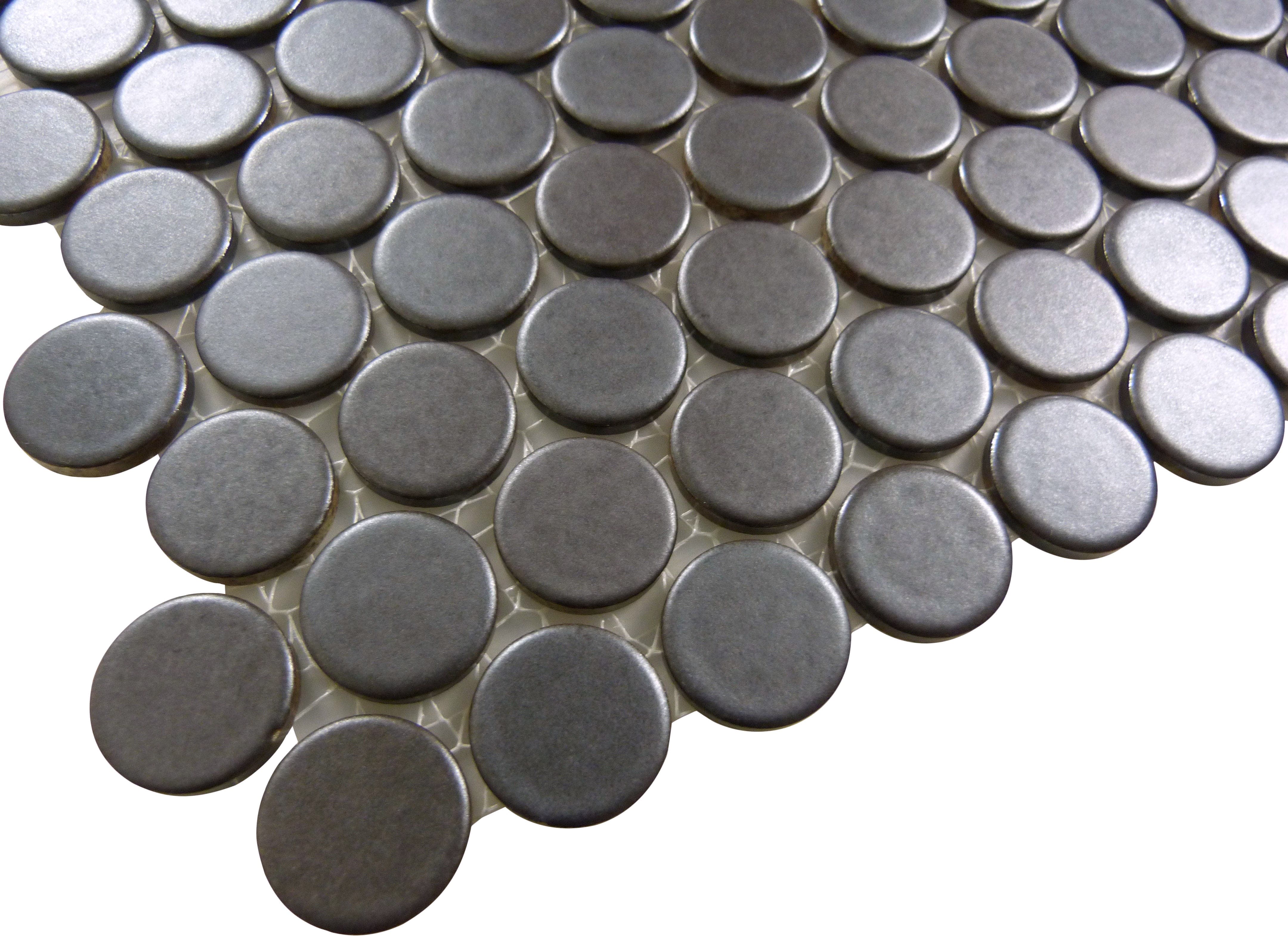 Obsidian Penny Round Matte Porcelain Tile Regency