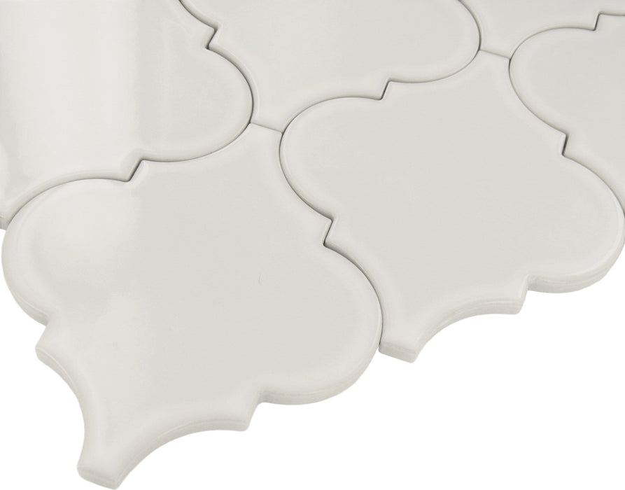 Snowy Arabesque White Glossy Porcelain Tile Regency