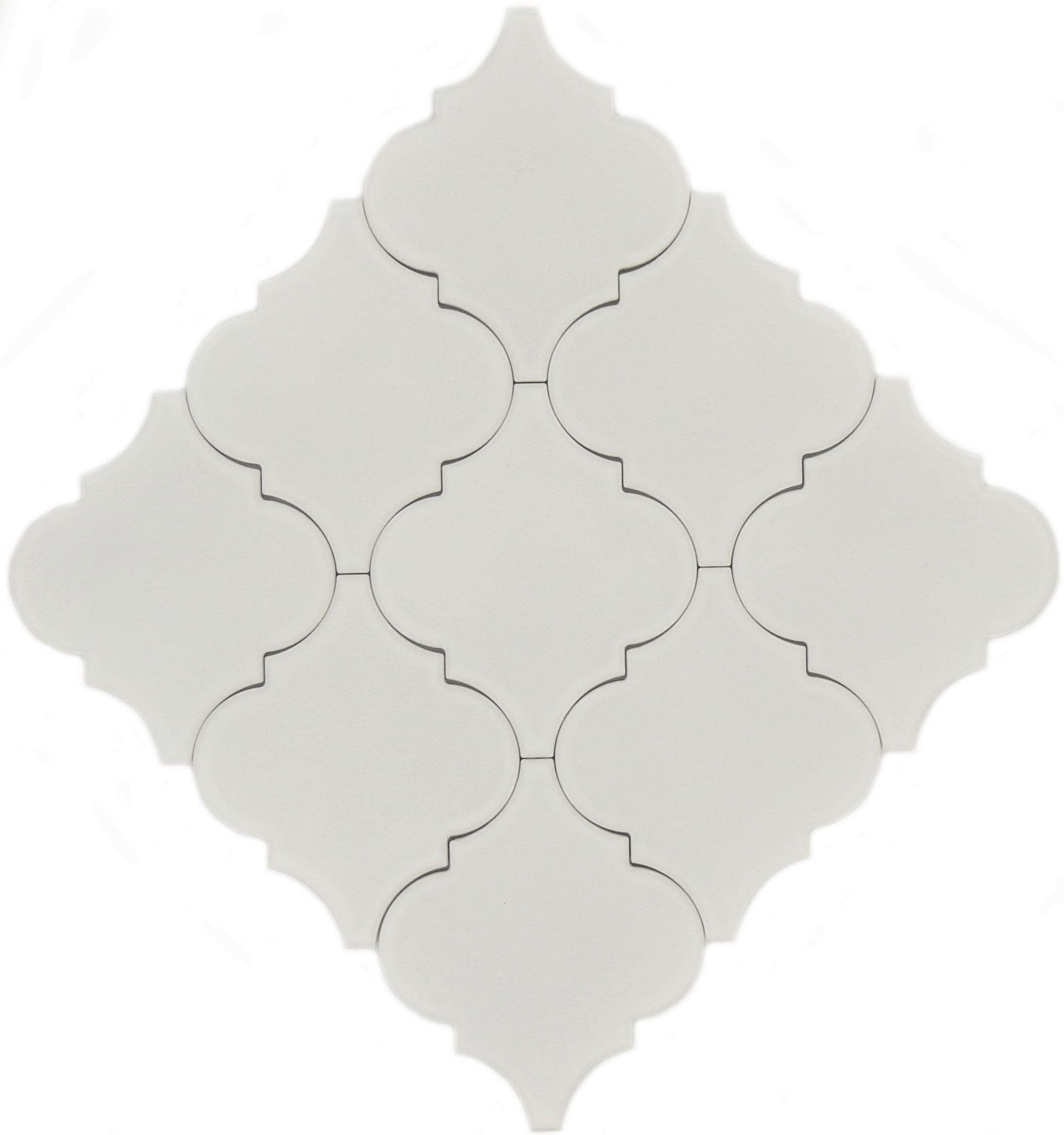 White Porcelain Arabesque Tile Matte Arabesque Tile