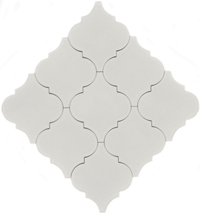 Snowy Arabesque White Matte Porcelain Tile Regency