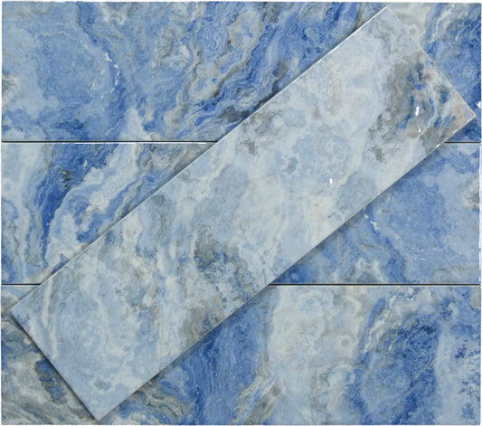 Cloud Cobalt 6x20 Glossy Porcelain Tiles Royal Tile & Stone