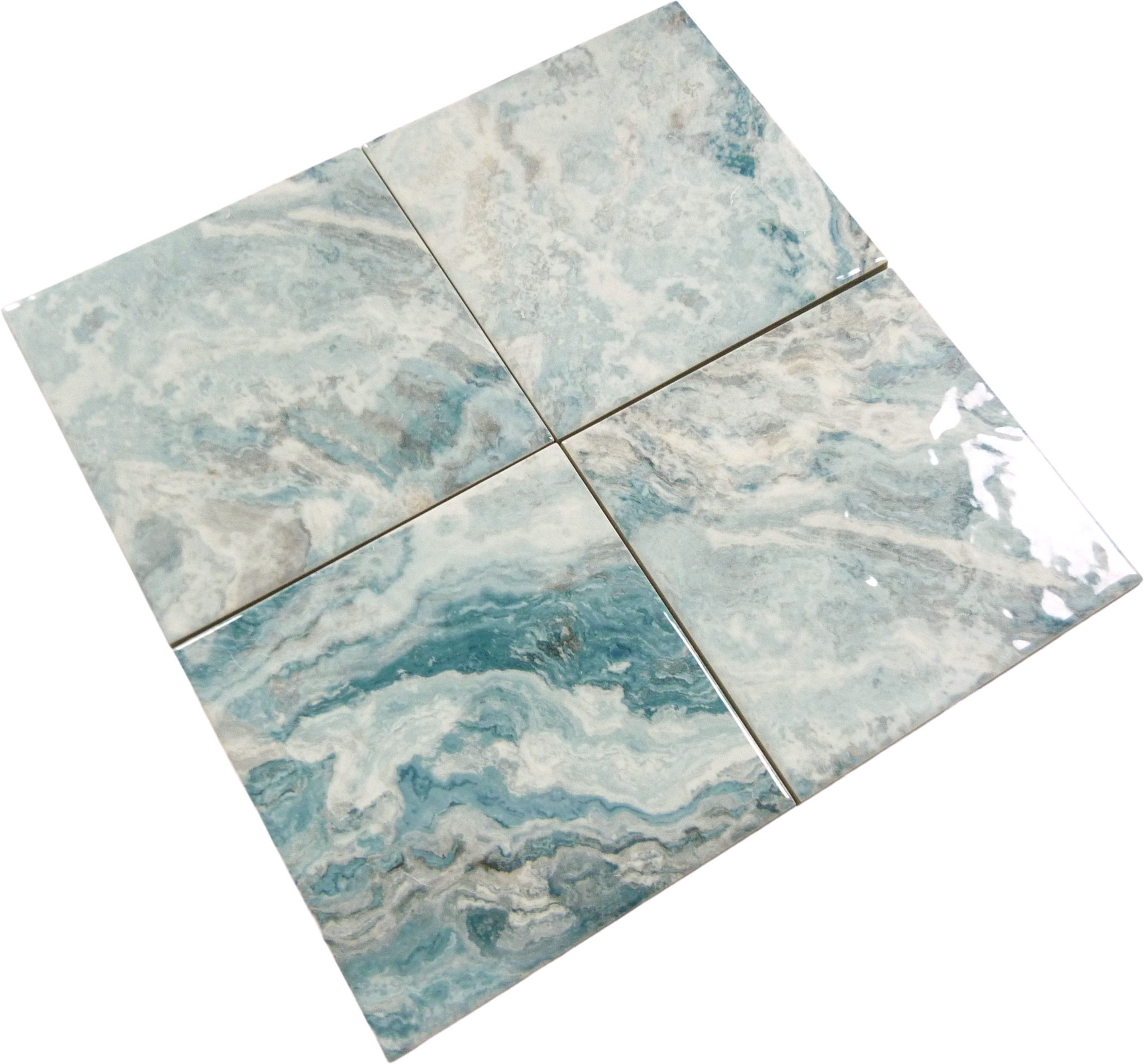 Cloud Aqua 6x6 Glossy Porcelain Tiles Royal Tile & Stone