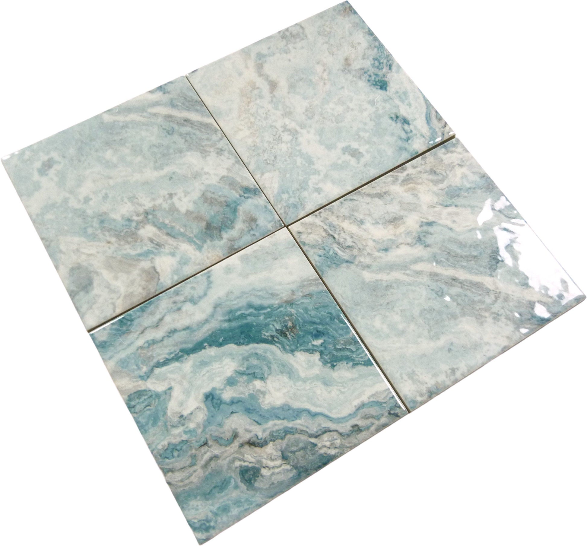 Cloud Aqua 6x6 Glossy Porcelain Tiles Royal Tile & Stone