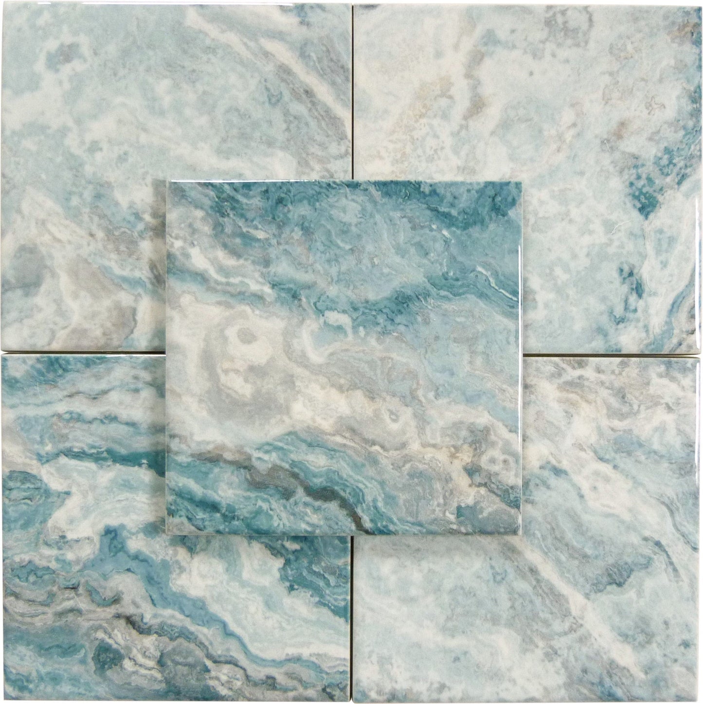 Cloud Aqua 6x6 Glossy Porcelain Tiles Royal Tile & Stone