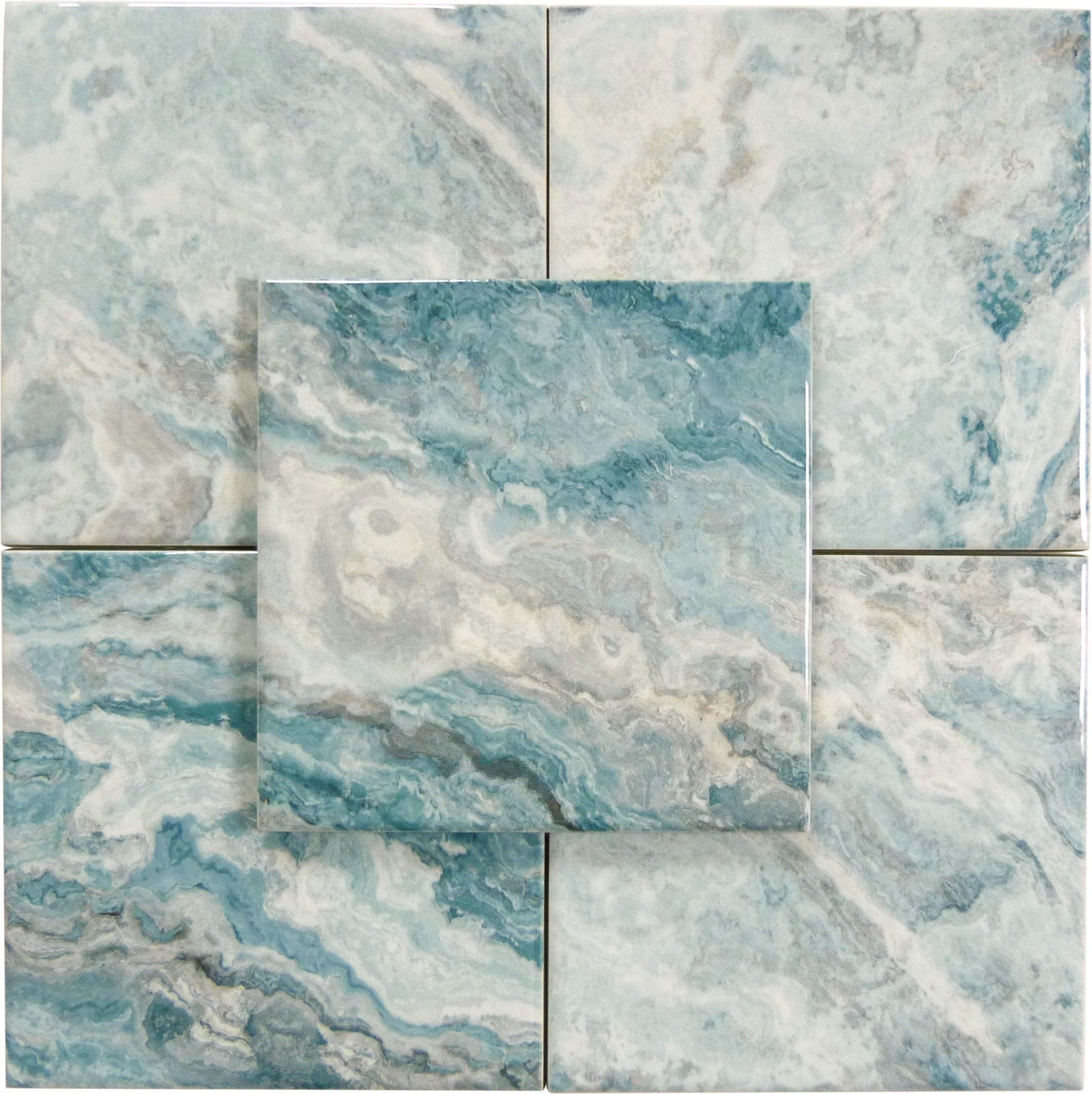 Cloud Aqua 6x6 Glossy Porcelain Tiles Royal Tile & Stone
