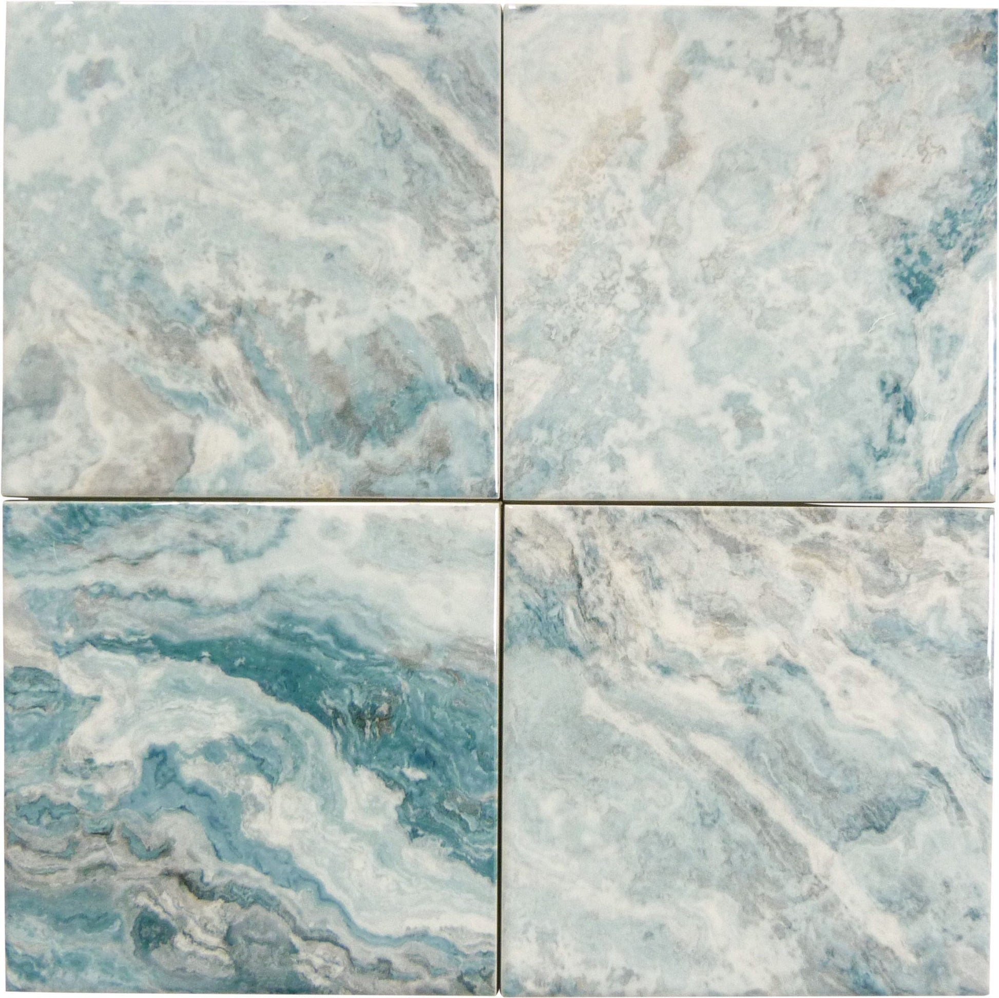 Cloud Aqua 6x6 Glossy Porcelain Tiles Royal Tile & Stone