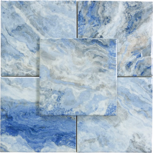 Cloud Cobalt 6x6 Glossy Porcelain Tiles Royal Tile & Stone