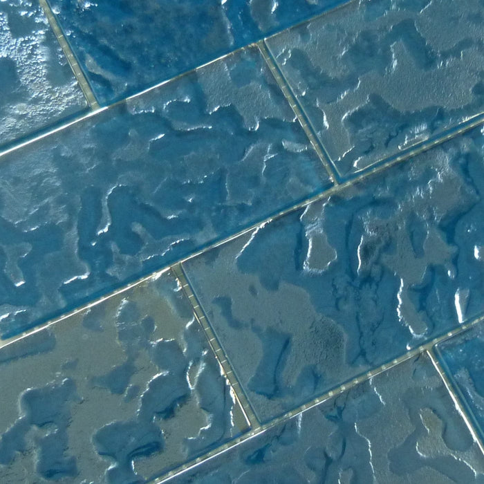 Lightwaves Turquoise 3x6 Rippled Glass Tile Royal Tile & Stone