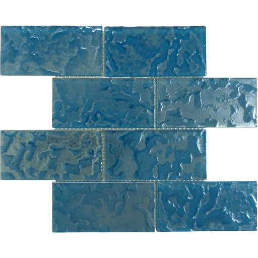Lightwaves Turquoise 3x6 Rippled Glass Tile Royal Tile & Stone