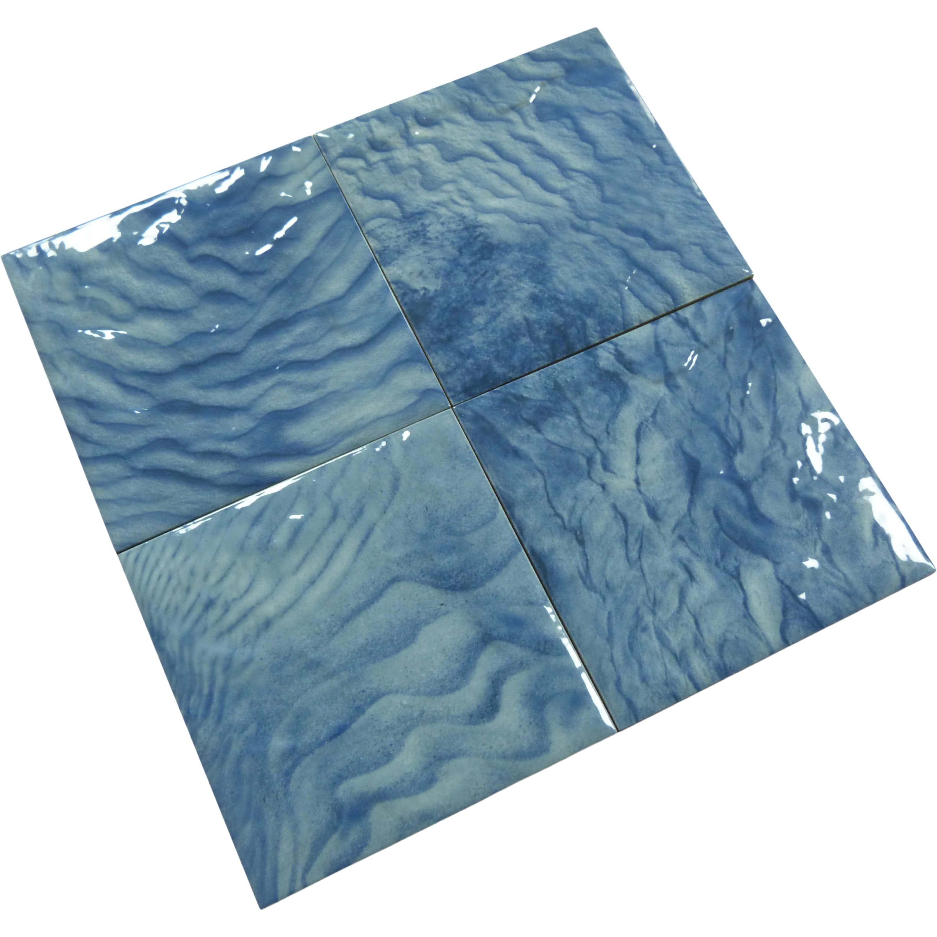 Samoa Blue 6x6 Glossy Porcelain Tile Royal Tile & Stone