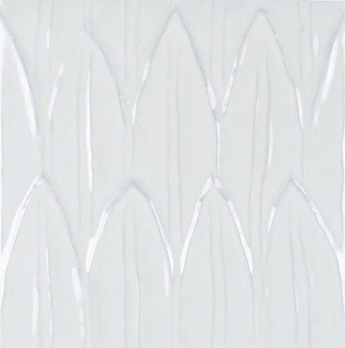 Sol Bianco Deco Foglia 6×6 Glossy Porcelain Tile Royal Tile & Stone