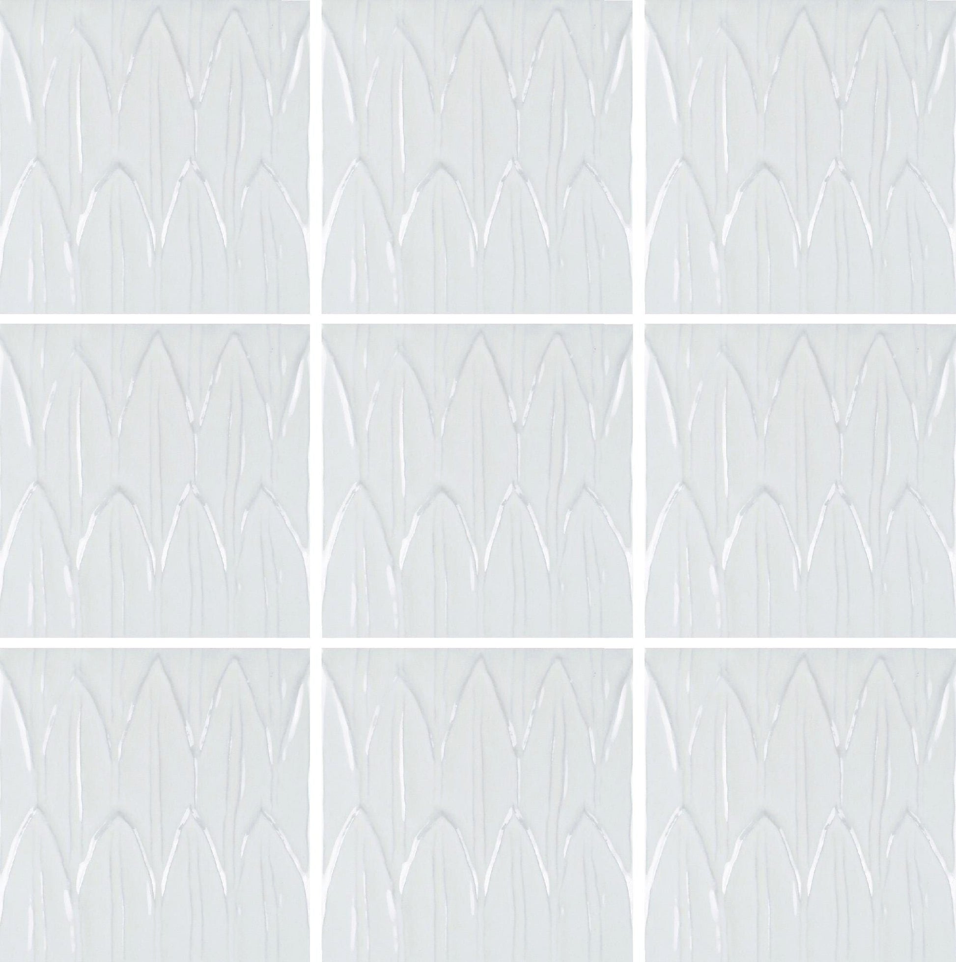 Sol Bianco Deco Foglia 6×6 Glossy Porcelain Tile Royal Tile & Stone