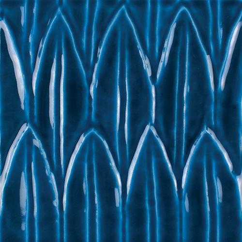 Sol Blue Deco Foglia 6×6 Glossy Porcelain Tile Royal Tile & Stone