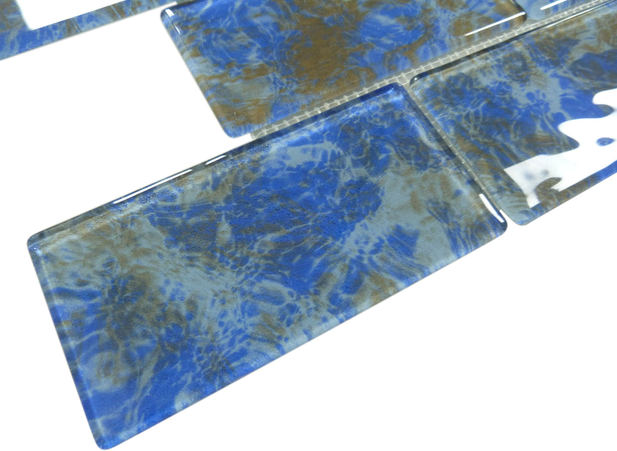 Stratos Cosmic Blue 3x6 Glossy Glass Tile | Oasis Tile