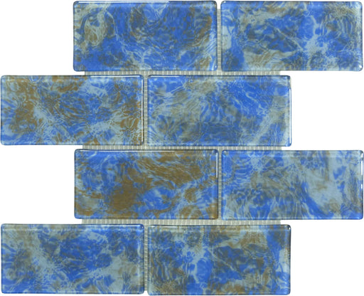 Stratos Cosmic Blue 3x6 Glossy Glass Tile Royal Tile & Stone