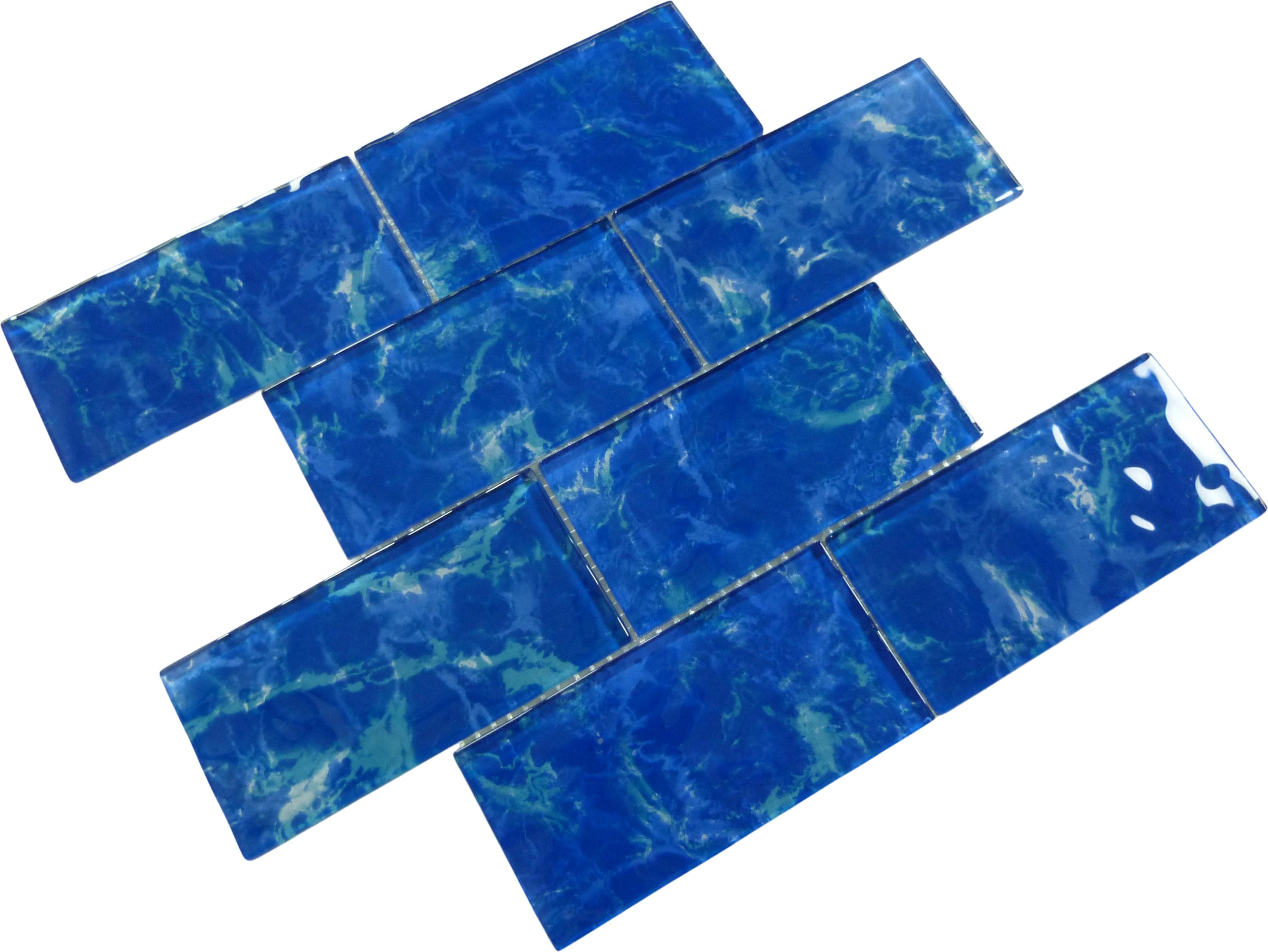 Stratos Zaffiro Blue 3x6 Glossy Glass Tile Royal Tile & Stone