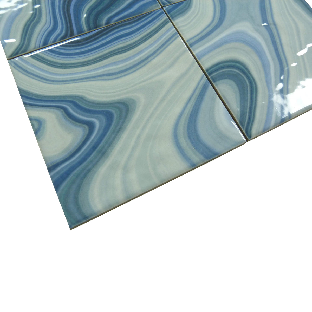 Stream Blue 6x6 Glossy Porcelain Tile | Oasis Tile