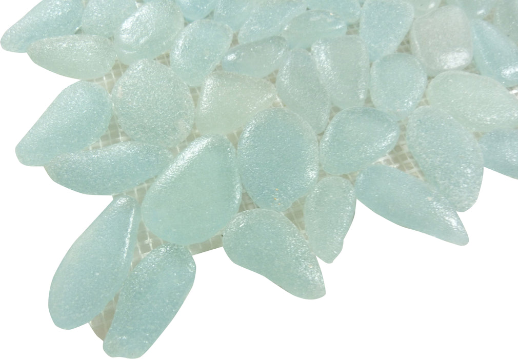Tesoro Liquid Rocks Aqua Blue Glass Pebble Tile | Oasis Tile