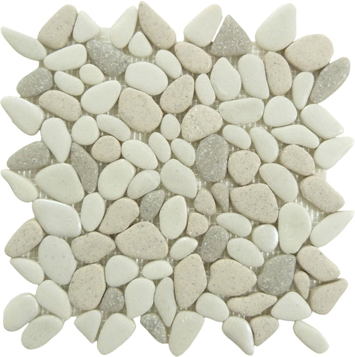 Liquid Rocks Fresh Water Pearl Taupe Glass and Stone Pebble Tile Royal Tile & Stone