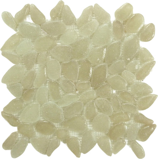 Liquid Rocks Sandy Beige Glass Pebble Tile Royal Tile & Stone