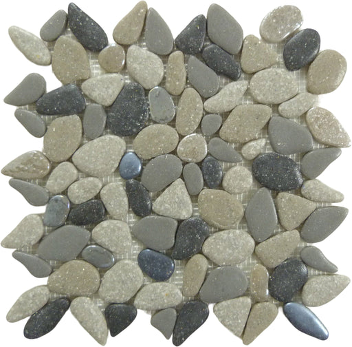 Liquid Rocks Southern Lakes Grey Glass and Stone Pebble Tile Royal Tile & Stone
