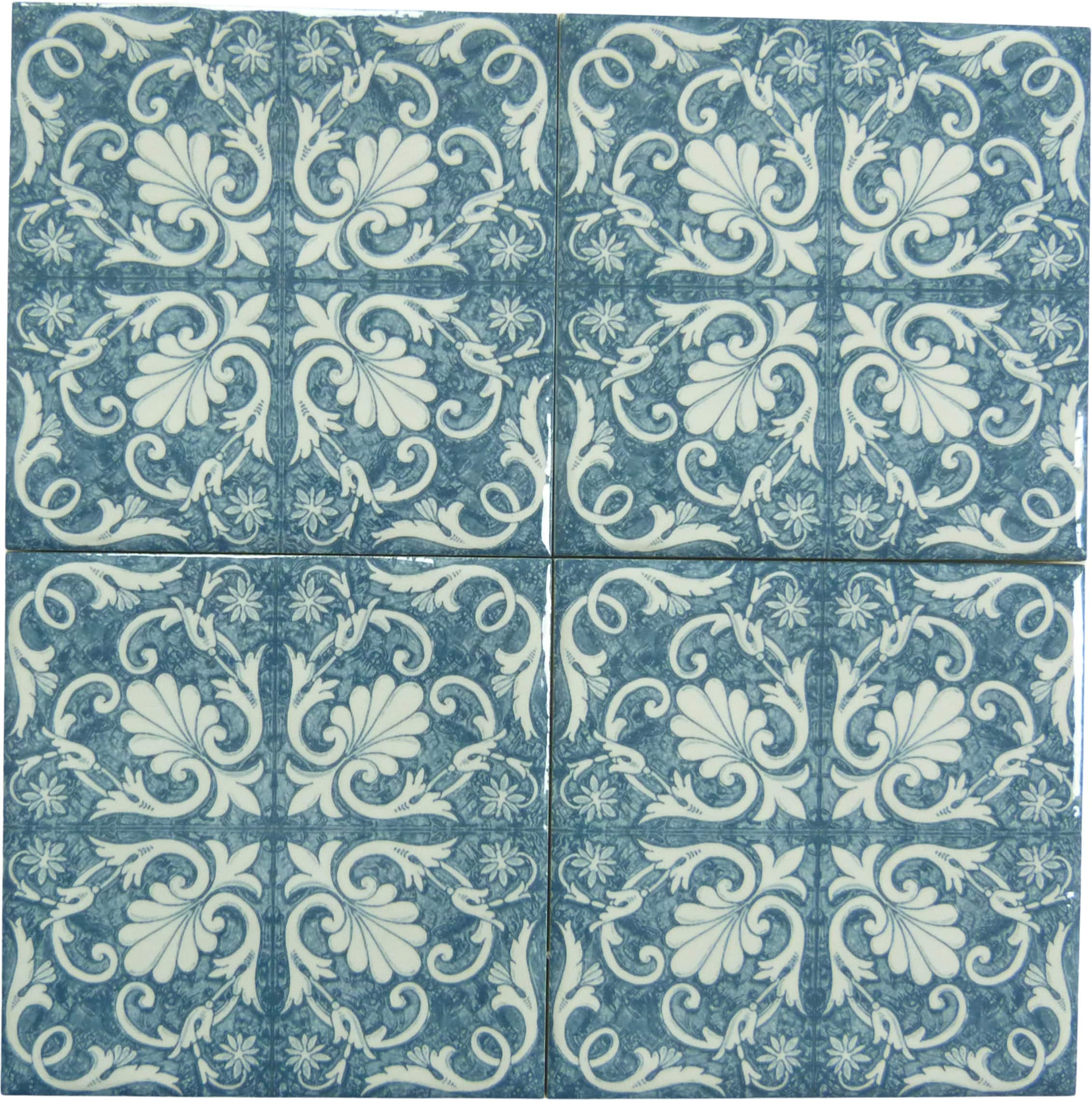 Maioliche Americana Blue 6x6 Glossy Porcelain Tile Royal Tile & Stone