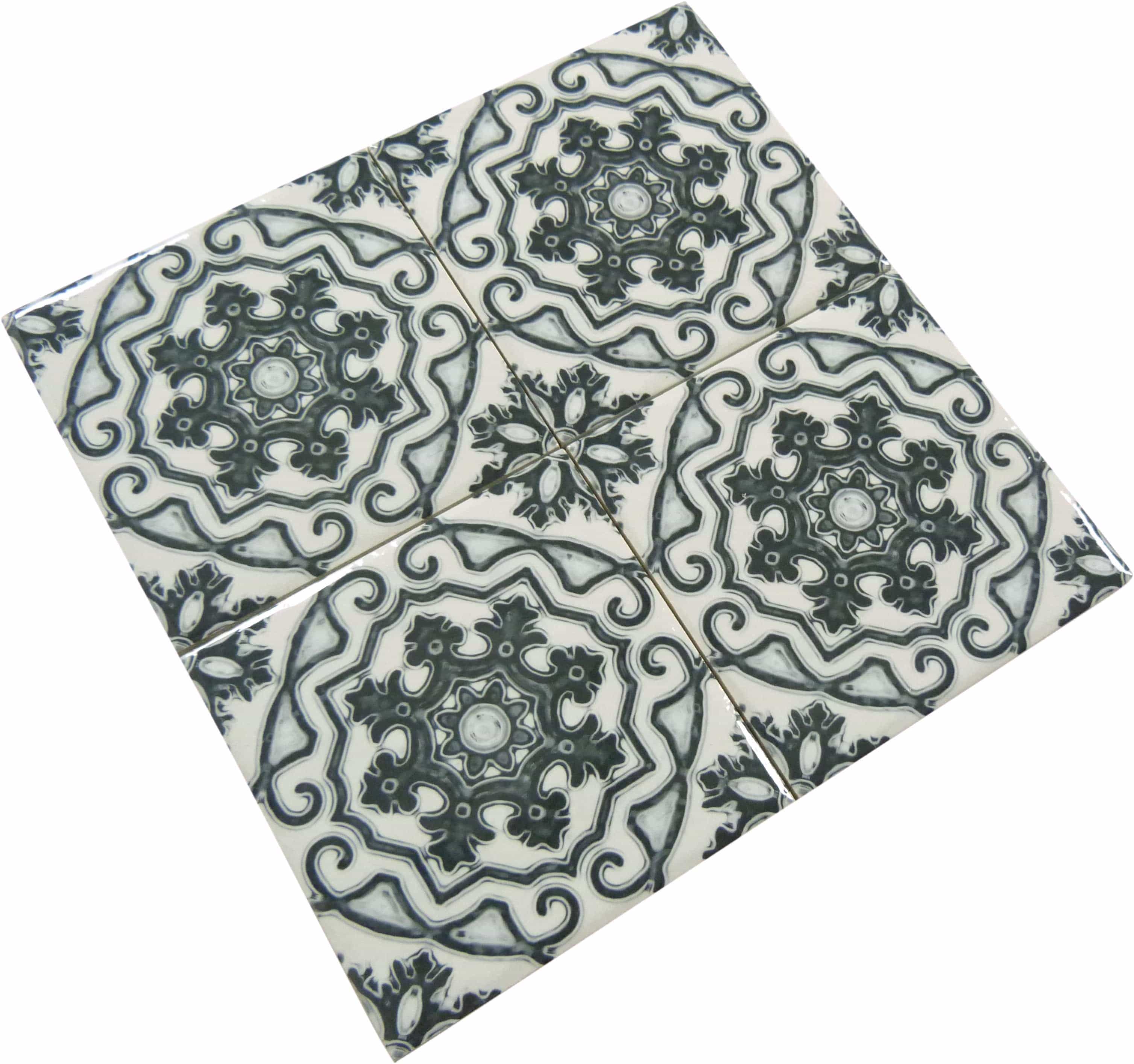 Maioliche Zombie Black 6x6 Glossy Porcelain Tile Royal Tile & Stone