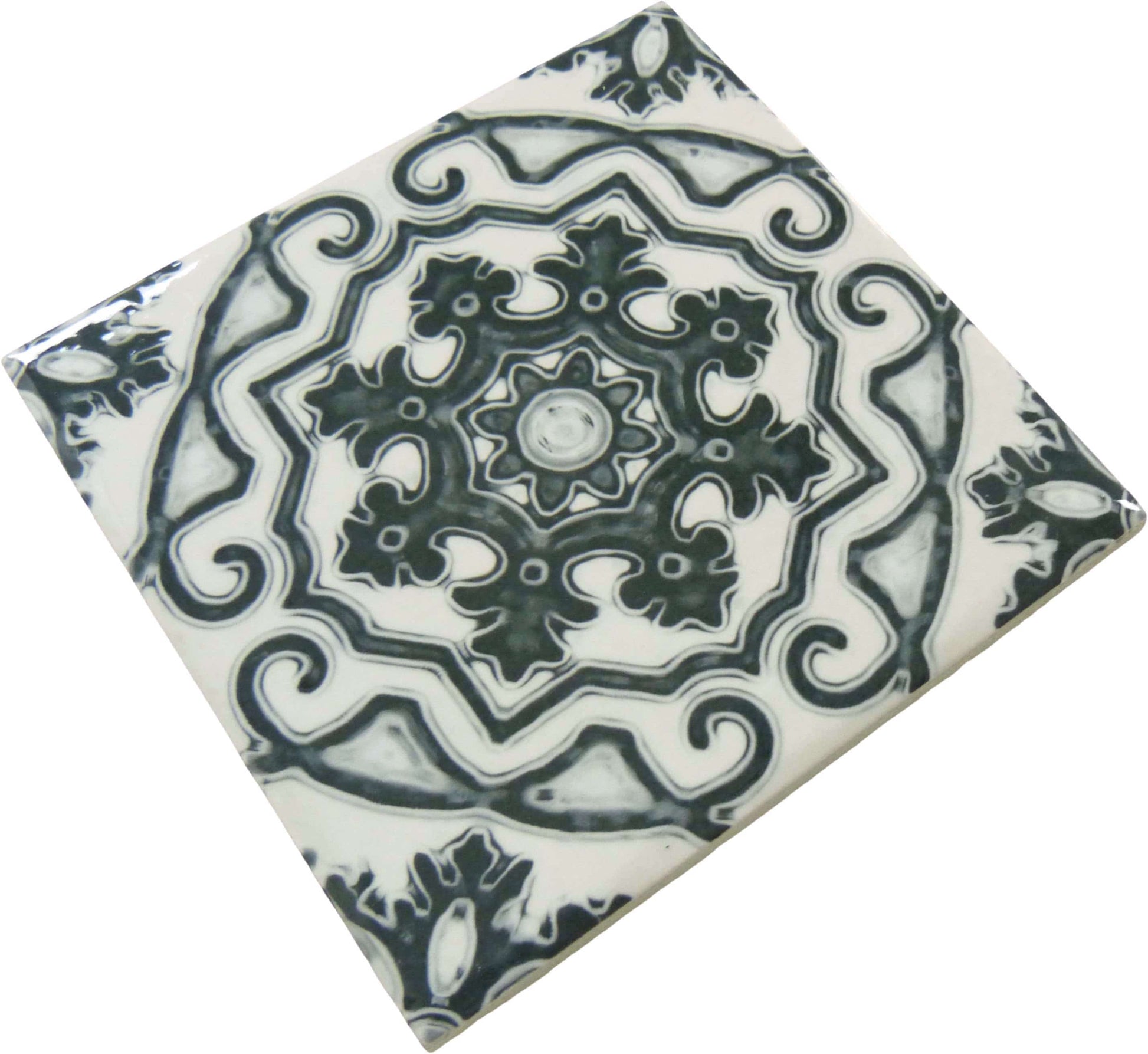 Maioliche Zombie Black 6x6 Glossy Porcelain Tile Royal Tile & Stone