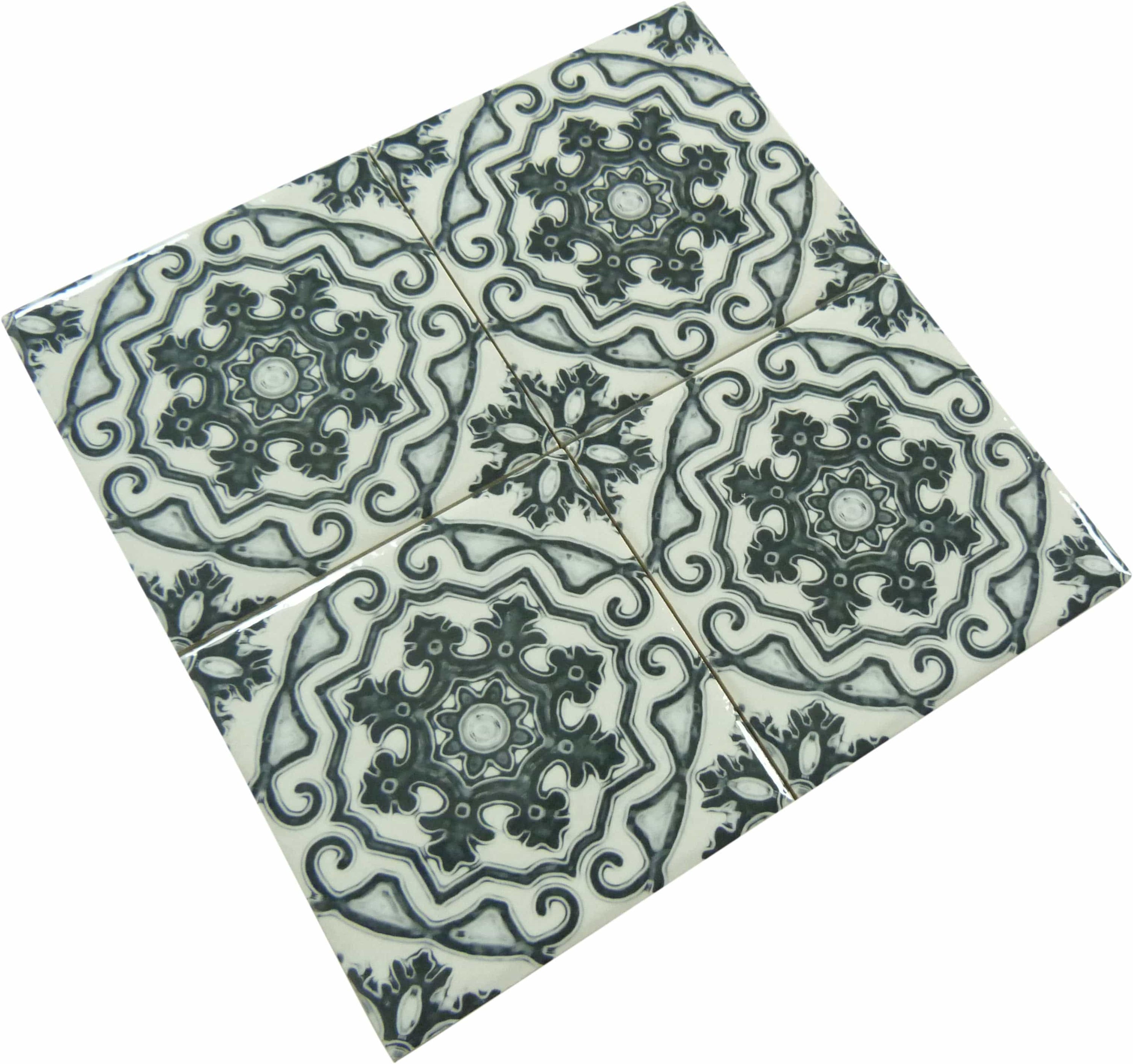 Tesoro Maioliche Zombie Black 6x6 Glossy Porcelain Tile Oasis Tile