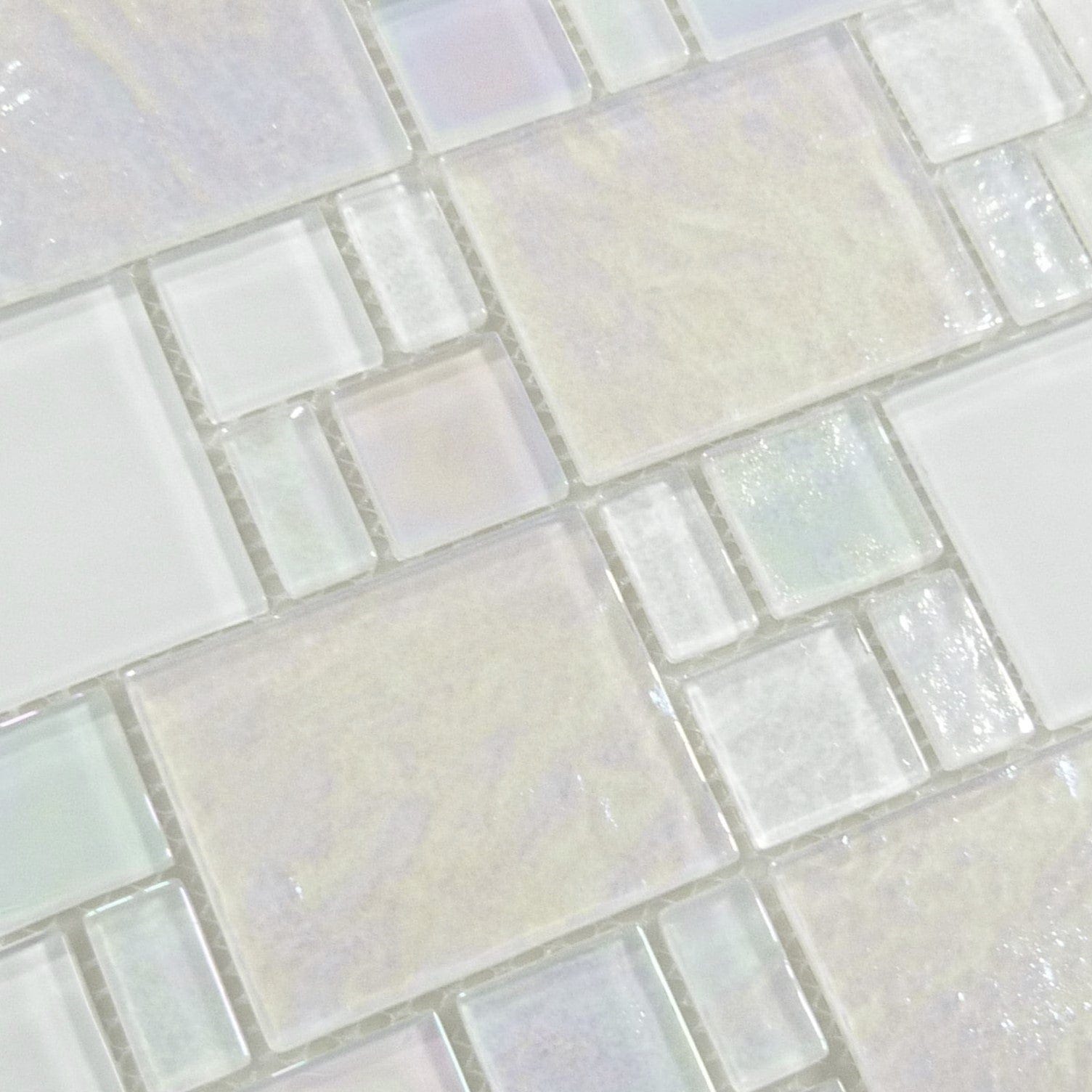 Piazza White Random Glossy and Iridescent Glass Tile Royal Tile & Stone