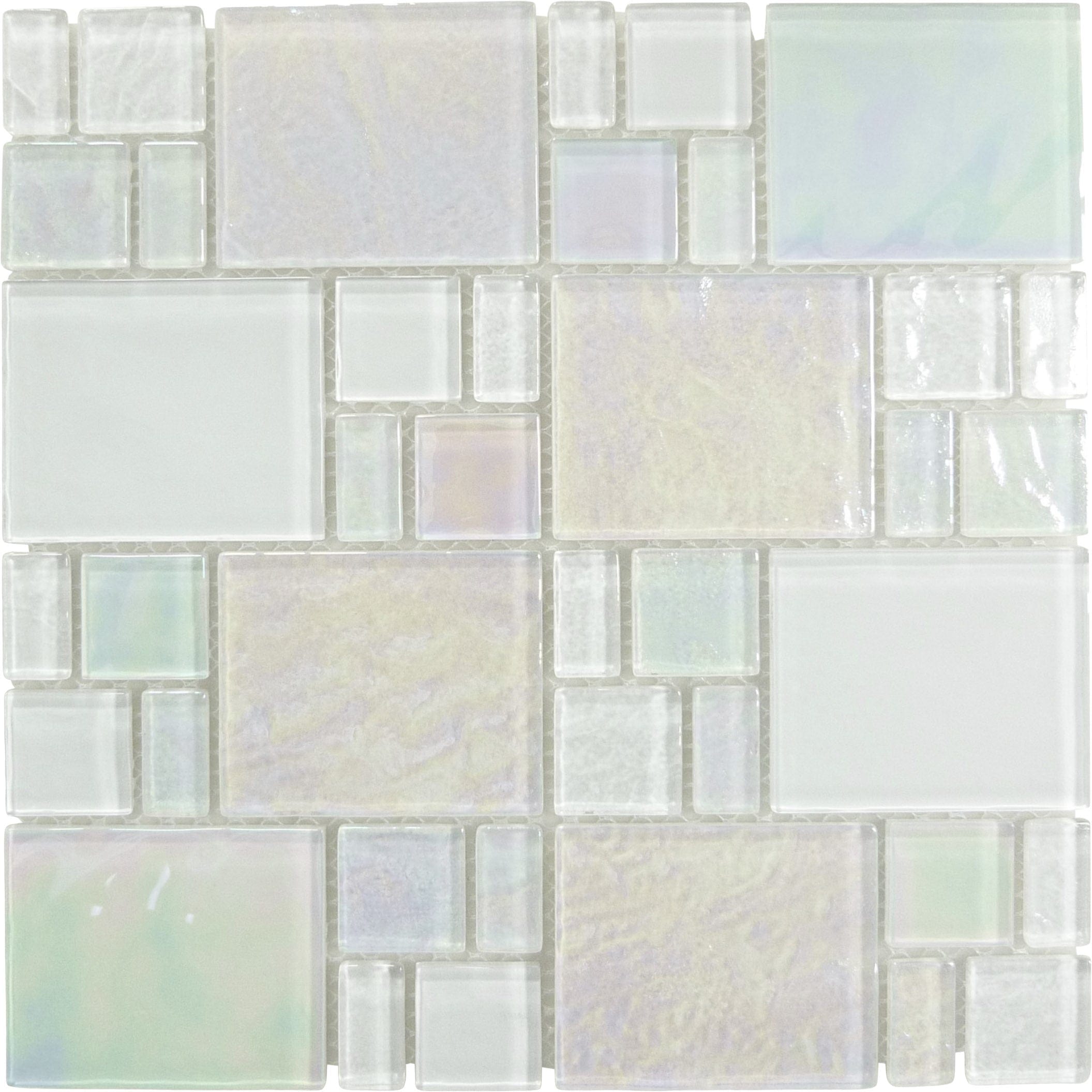 Piazza White Random Glossy and Iridescent Glass Tile Royal Tile & Stone