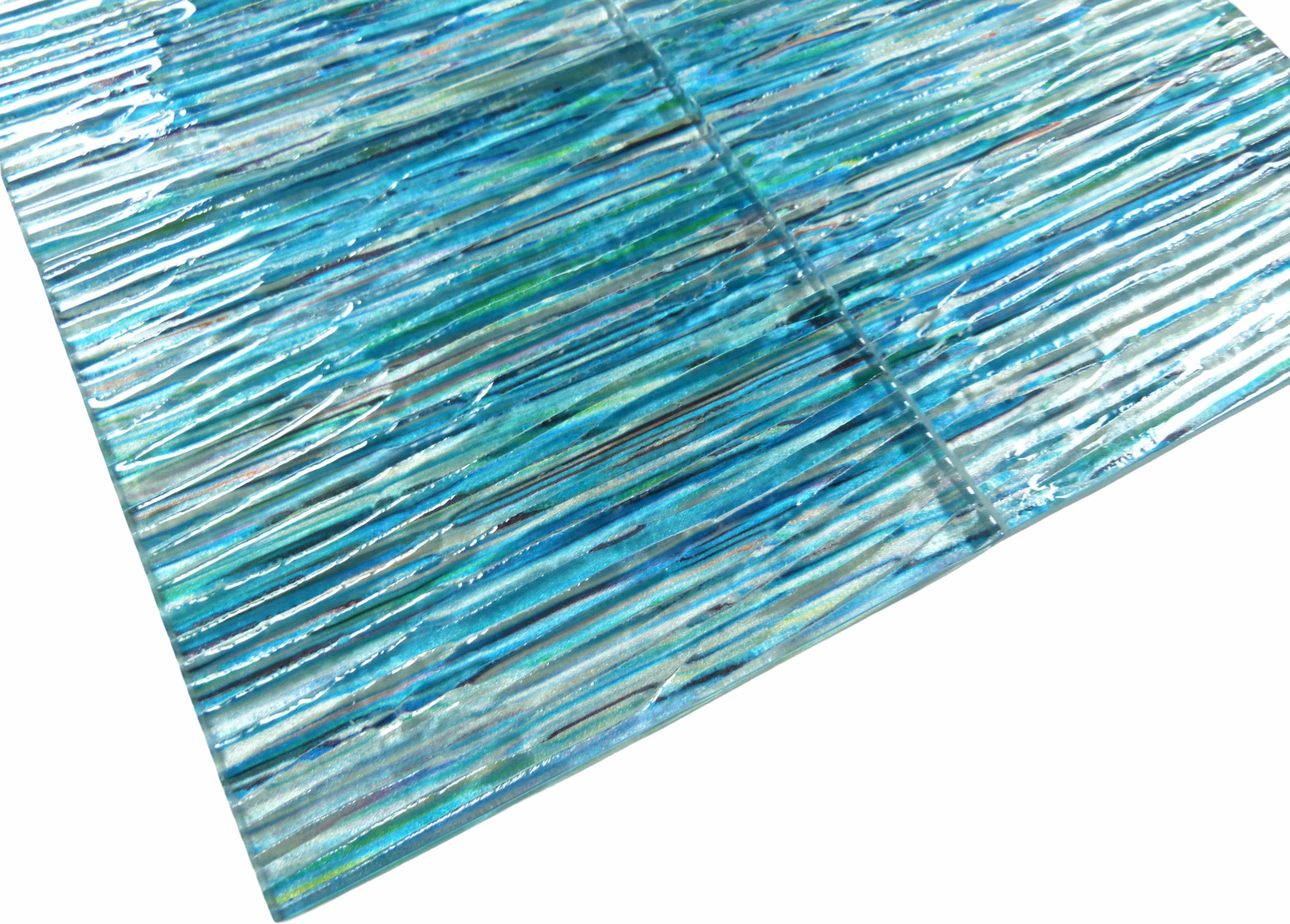 Tesoro Rainbow Streak Aqua 6x6 Glossy Glass Tile Oasis Tile