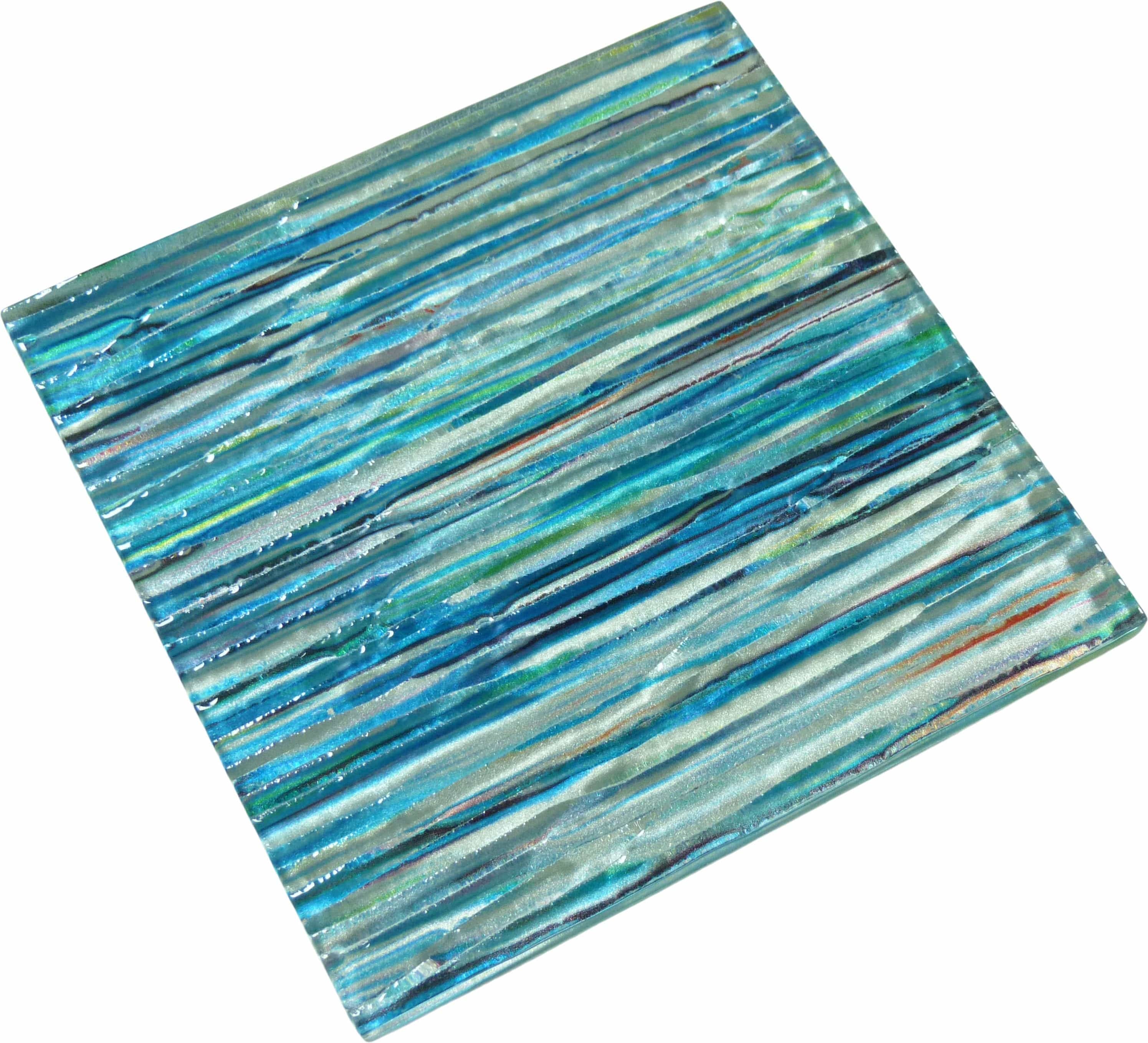 Tesoro Rainbow Streak Aqua 6x6 Glossy Glass Tile Oasis Tile
