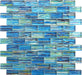 Rainbow Streak Ocean Blue 1x2 Glossy Glass Tile Royal Tile & Stone