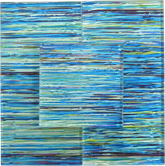 Rainbow Streak Ocean Blue 6x6 Glossy Glass Tile Royal Tile & Stone