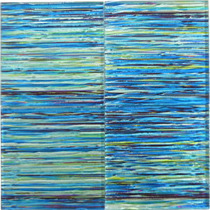 Tesoro Rainbow Streak Ocean Blue 6x6 Glossy Glass Tile 