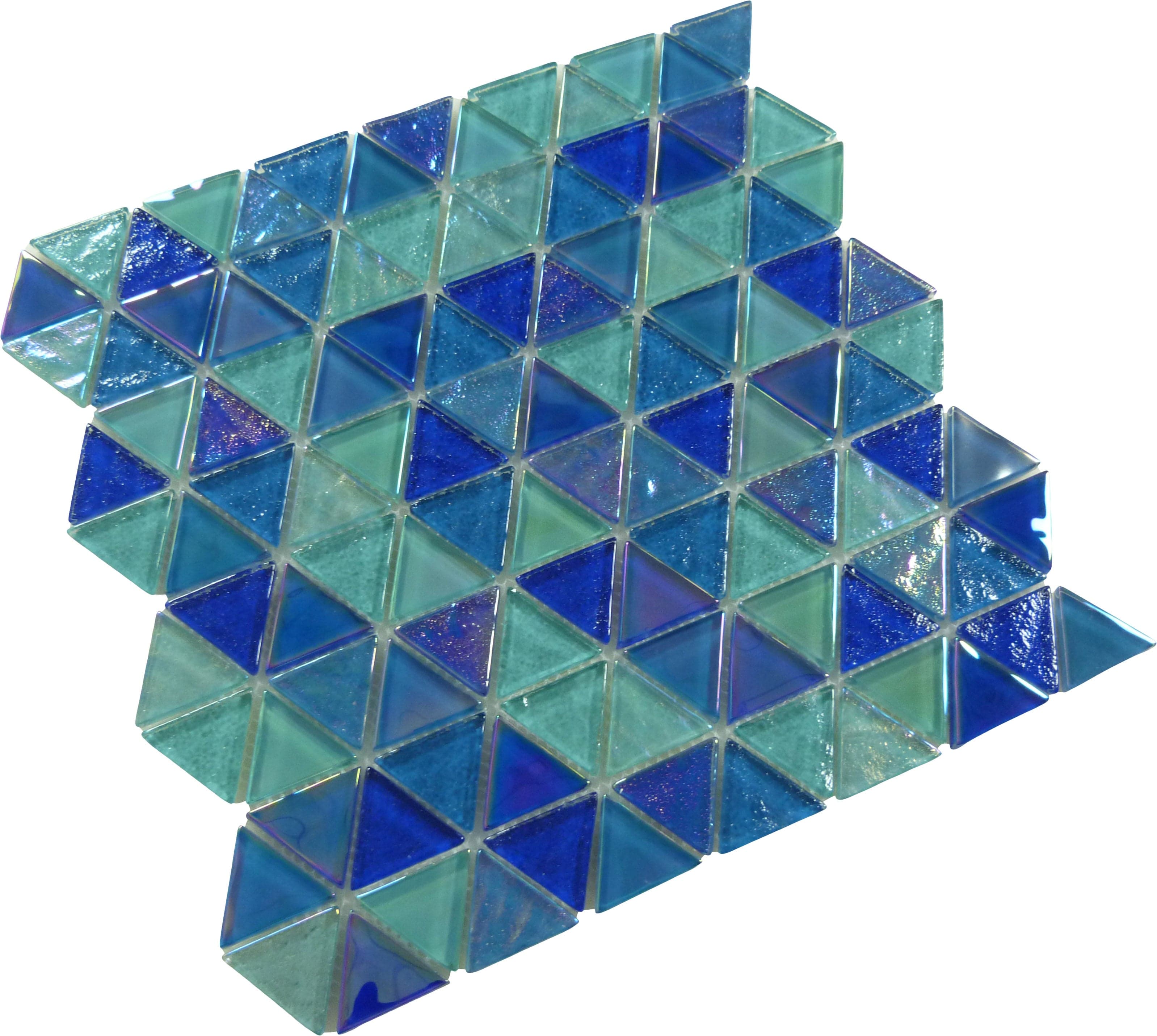 Triangle Blendstone Blue Glossy and Iridescent Glass Tile Royal Tile & Stone