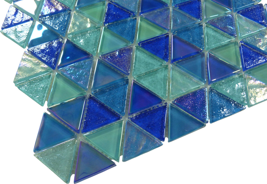 Triangle Blendstone Blue Glossy and Iridescent Glass Tile Royal Tile & Stone