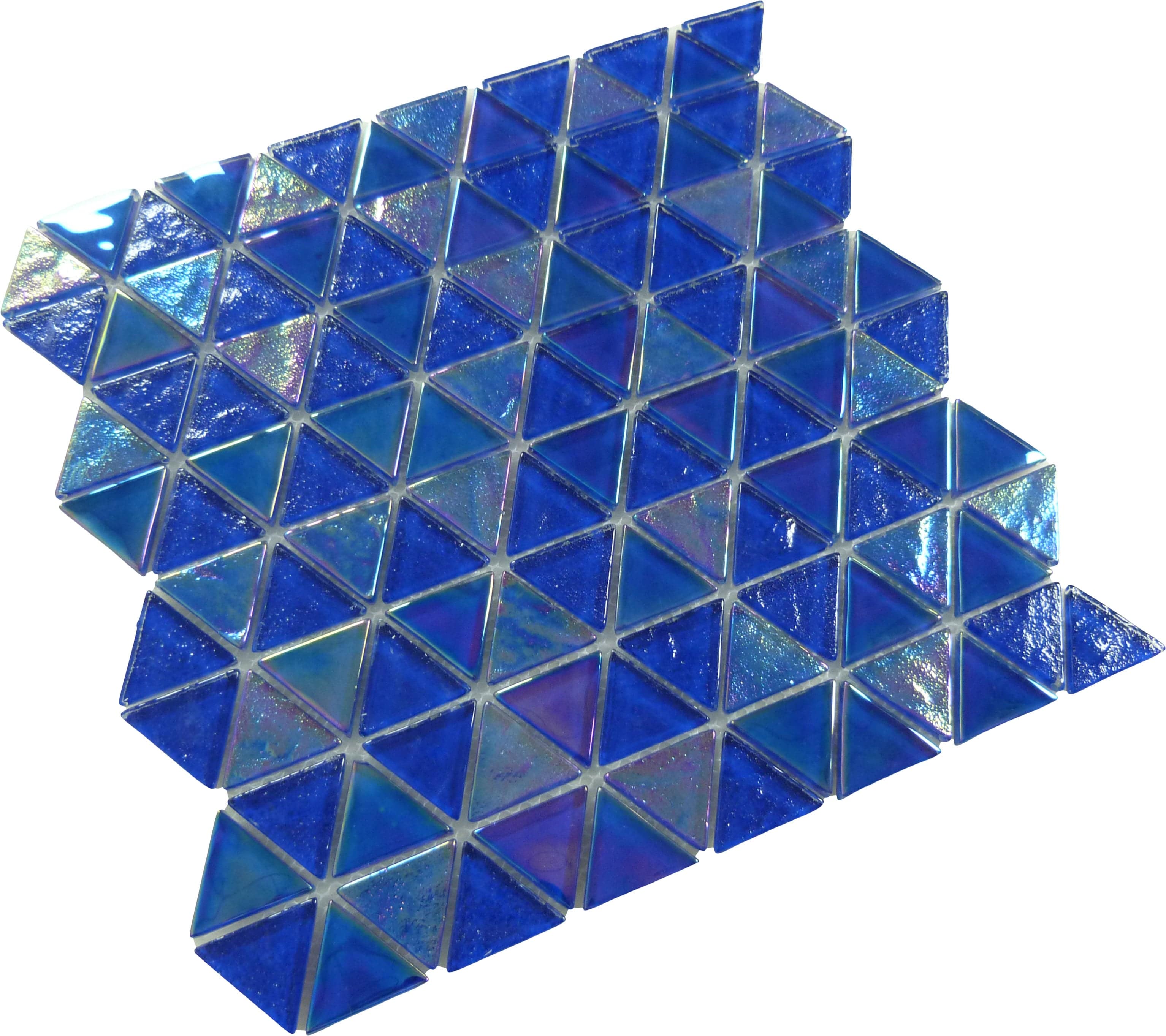 Triangle Cobaltstone Blue Glossy and Iridescent Glass Tile Royal Tile & Stone