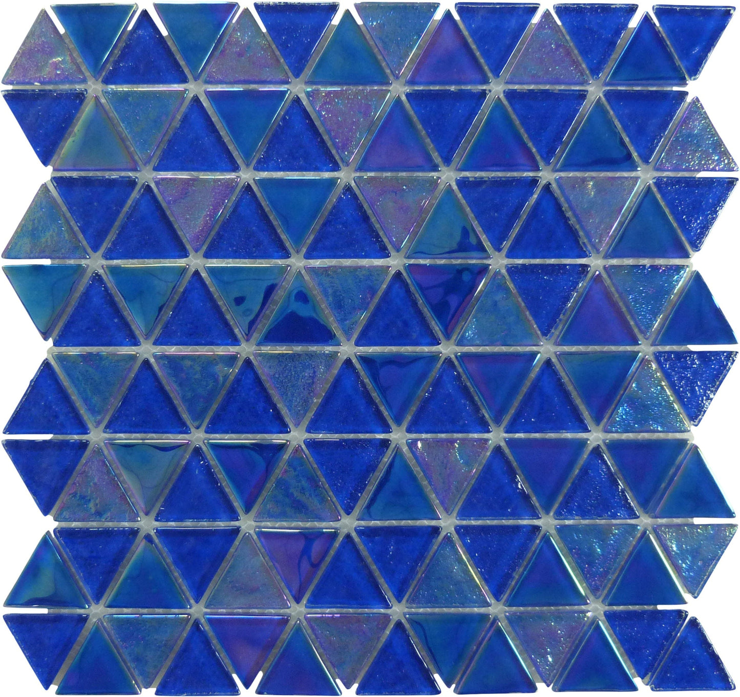 Triangle Cobaltstone Blue Glossy and Iridescent Glass Tile Royal Tile & Stone