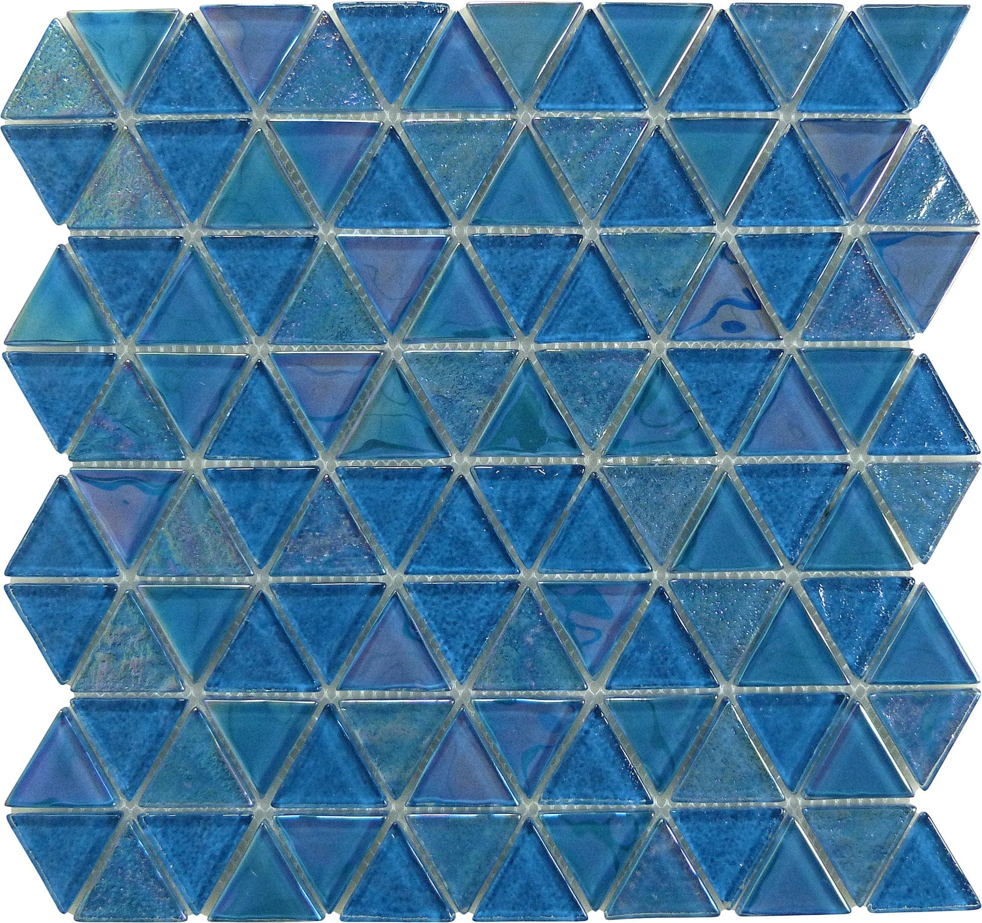 Triangle Topazstone Blue Glossy and Iridescent Glass Tile Royal Tile & Stone