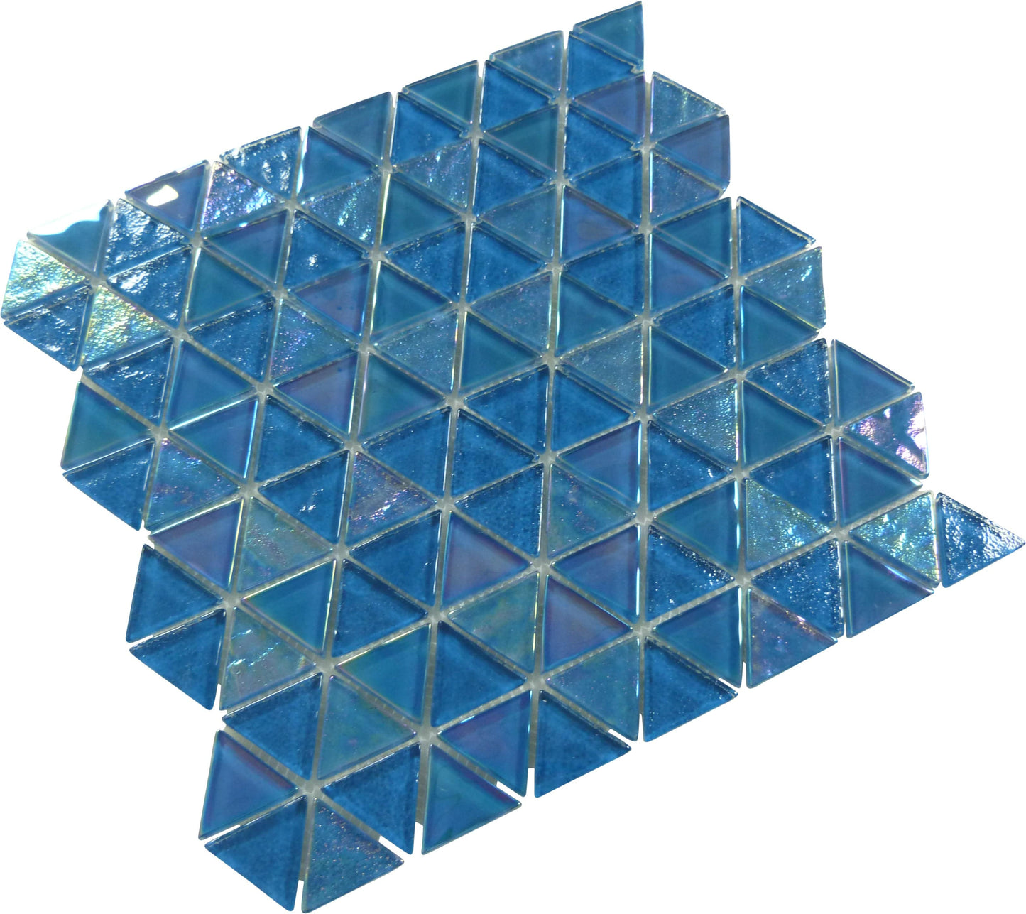 Triangle Topazstone Blue Glossy and Iridescent Glass Tile Royal Tile & Stone