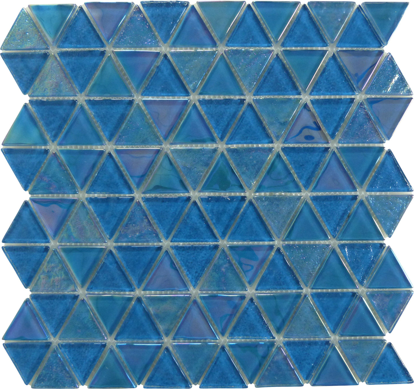 Triangle Topazstone Blue Glossy and Iridescent Glass Tile Royal Tile & Stone