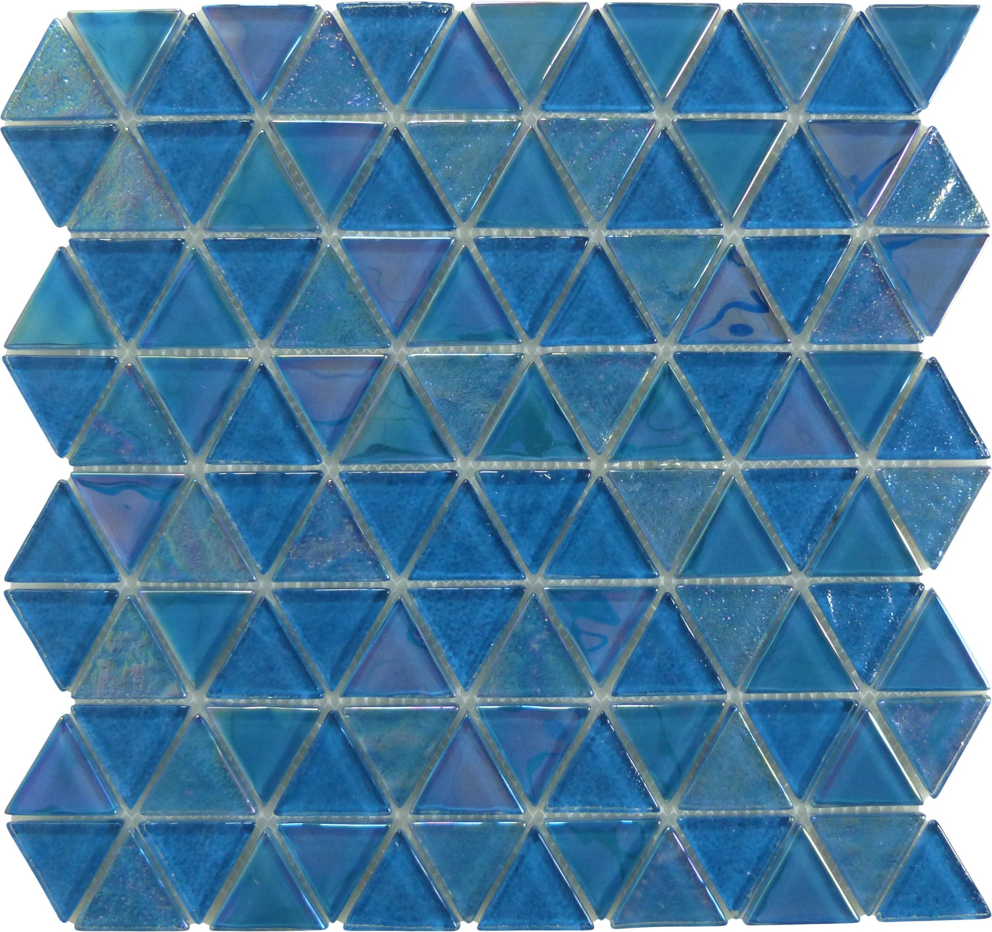 Triangle Topazstone Blue Glossy and Iridescent Glass Tile Royal Tile & Stone