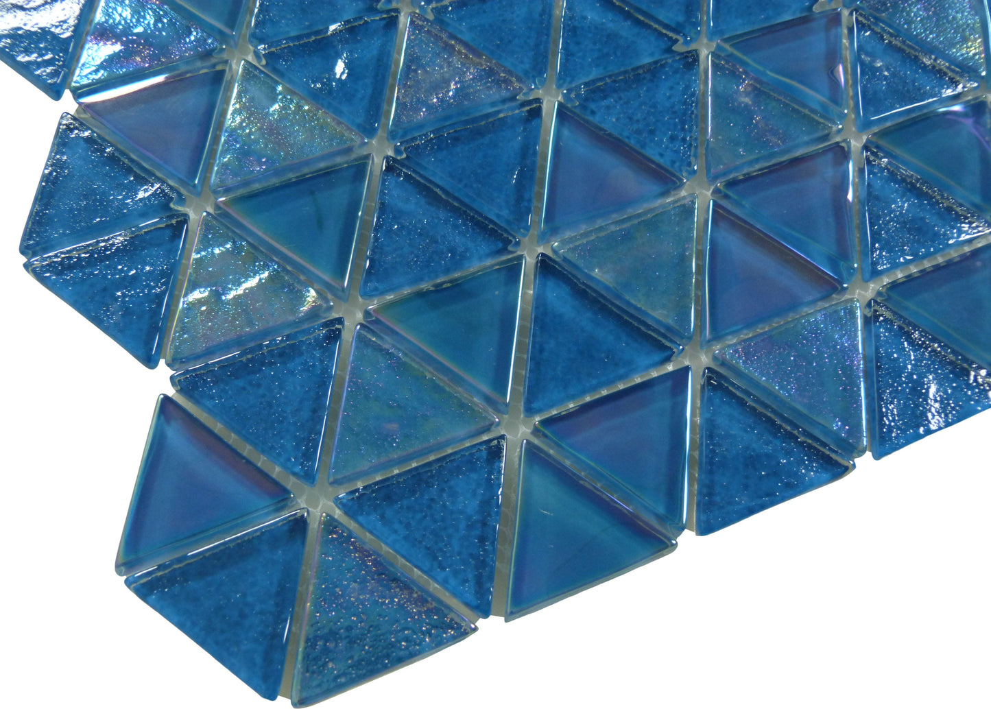 Triangle Topazstone Blue Glossy and Iridescent Glass Tile Royal Tile & Stone